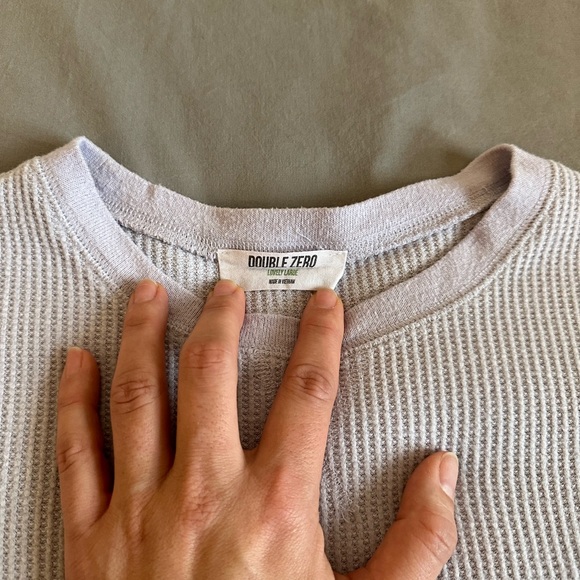 Double Zero brand waffle knit thermal crop lavender - Picture 2 of 4